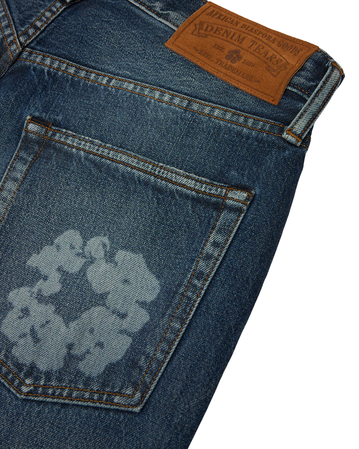 Baggy Laser Cotton Wreath Denim Pant Dark Wash - Image 3