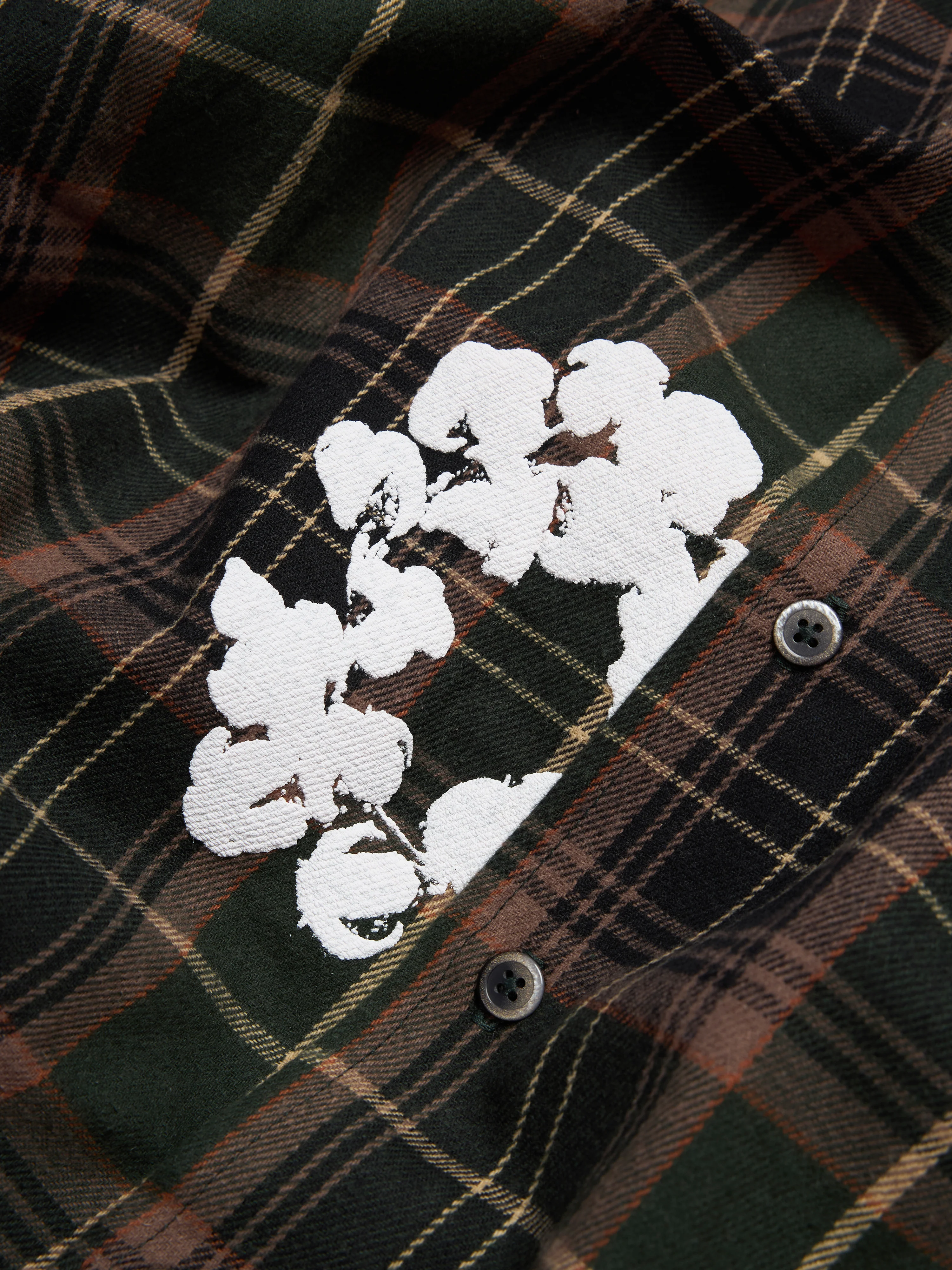 Cotton Wreath Flannel Shirt Green Plaid - Image 3
