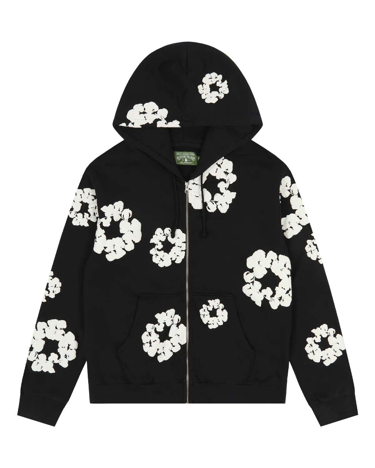 Cotton Wreath Zip Hoodie Black