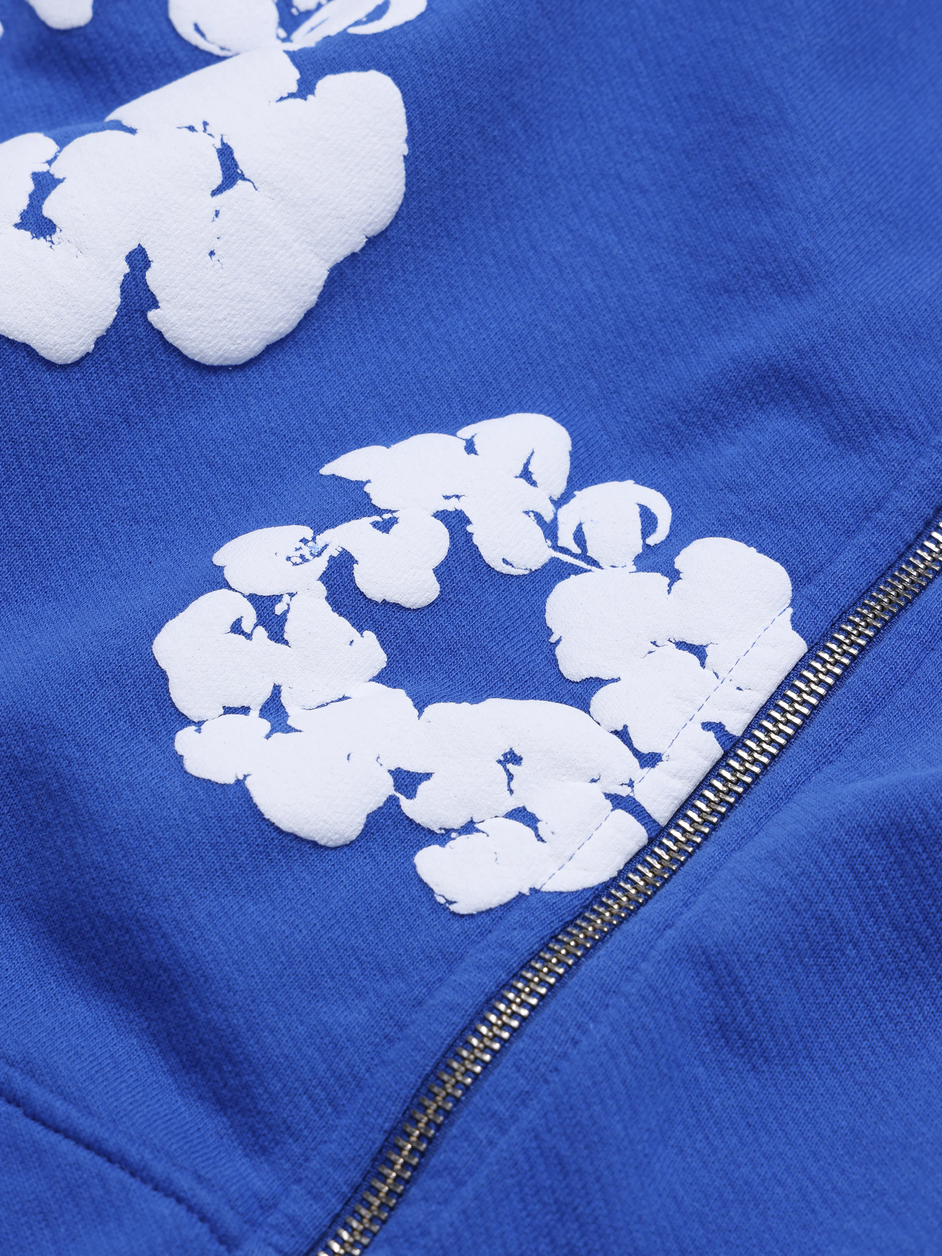 Cotton Wreath Zip Hoodie Blue - Image 3