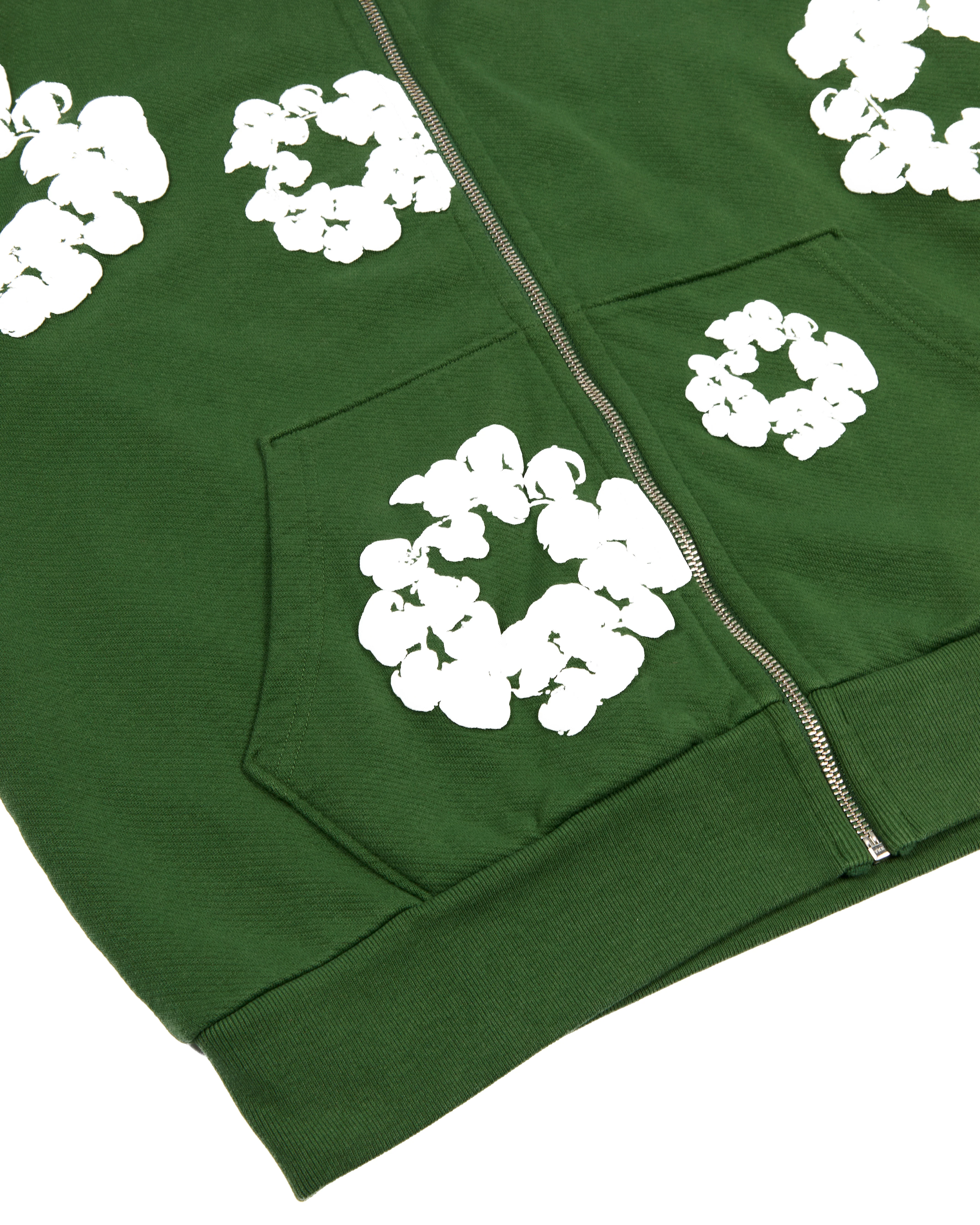 Cotton Wreath Zip Hoodie Green - Image 3