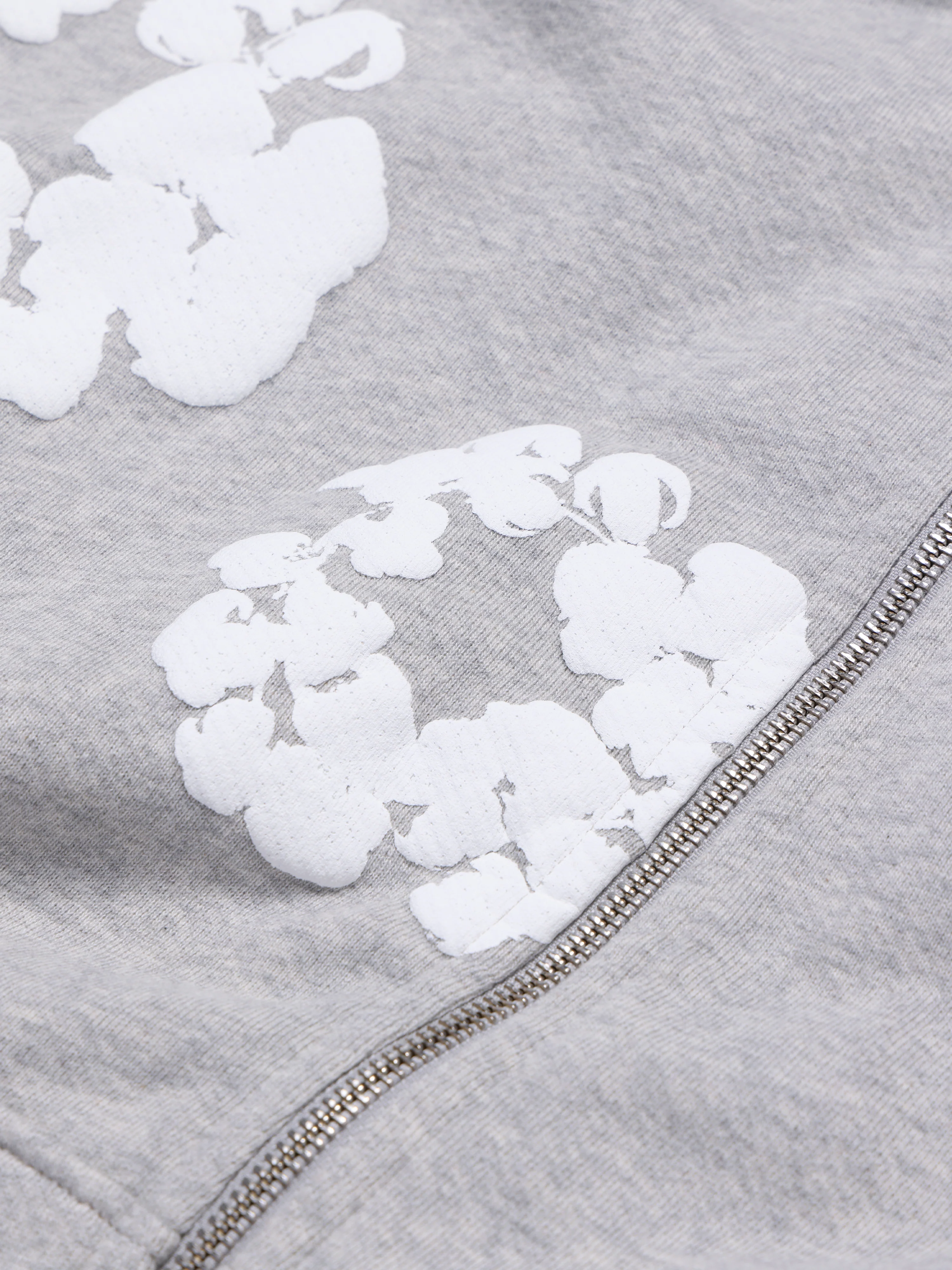 Cotton Wreath Zip Hoodie Grey - Image 3