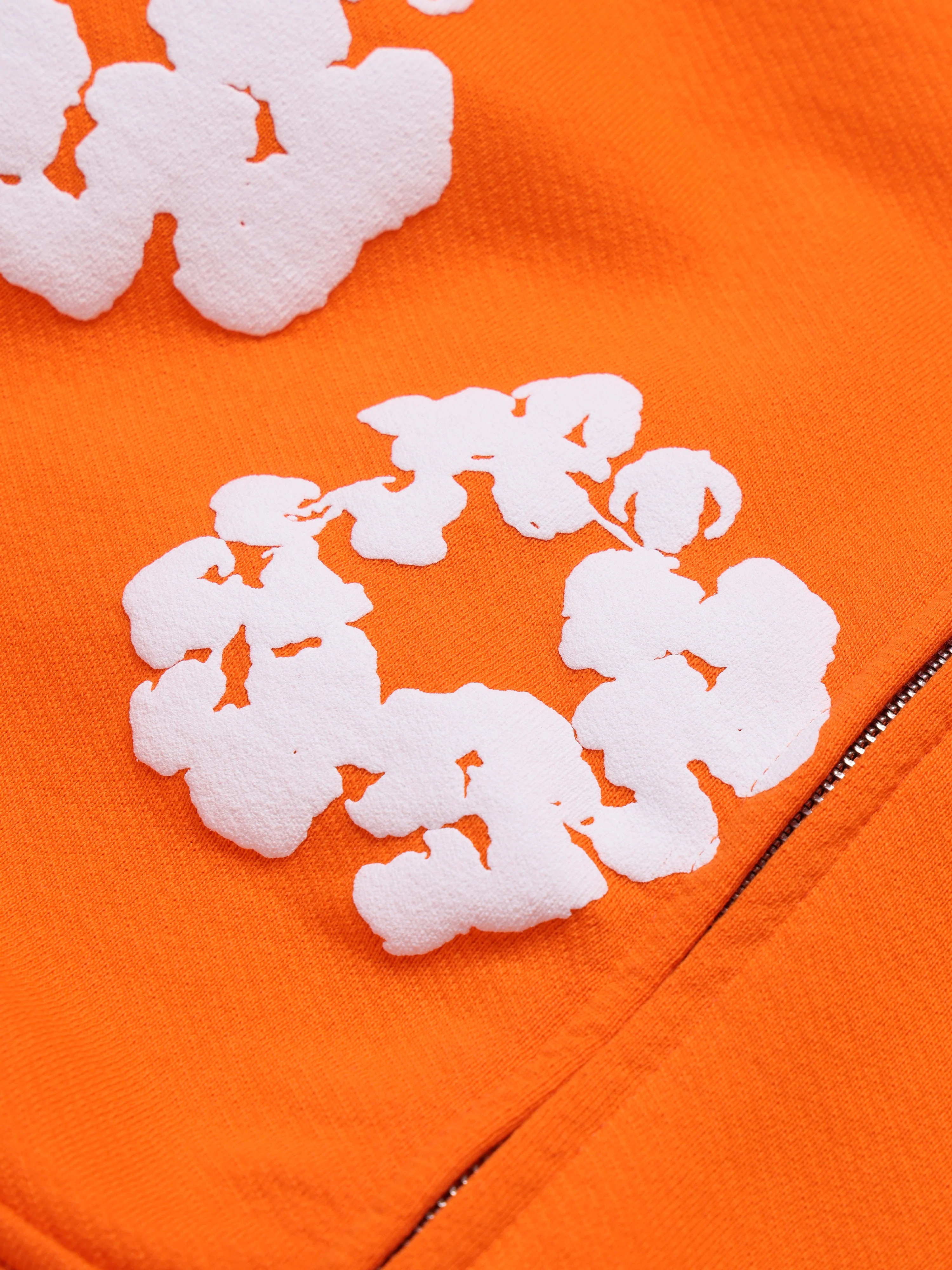 Cotton Wreath Zip Hoodie Orange - Image 3