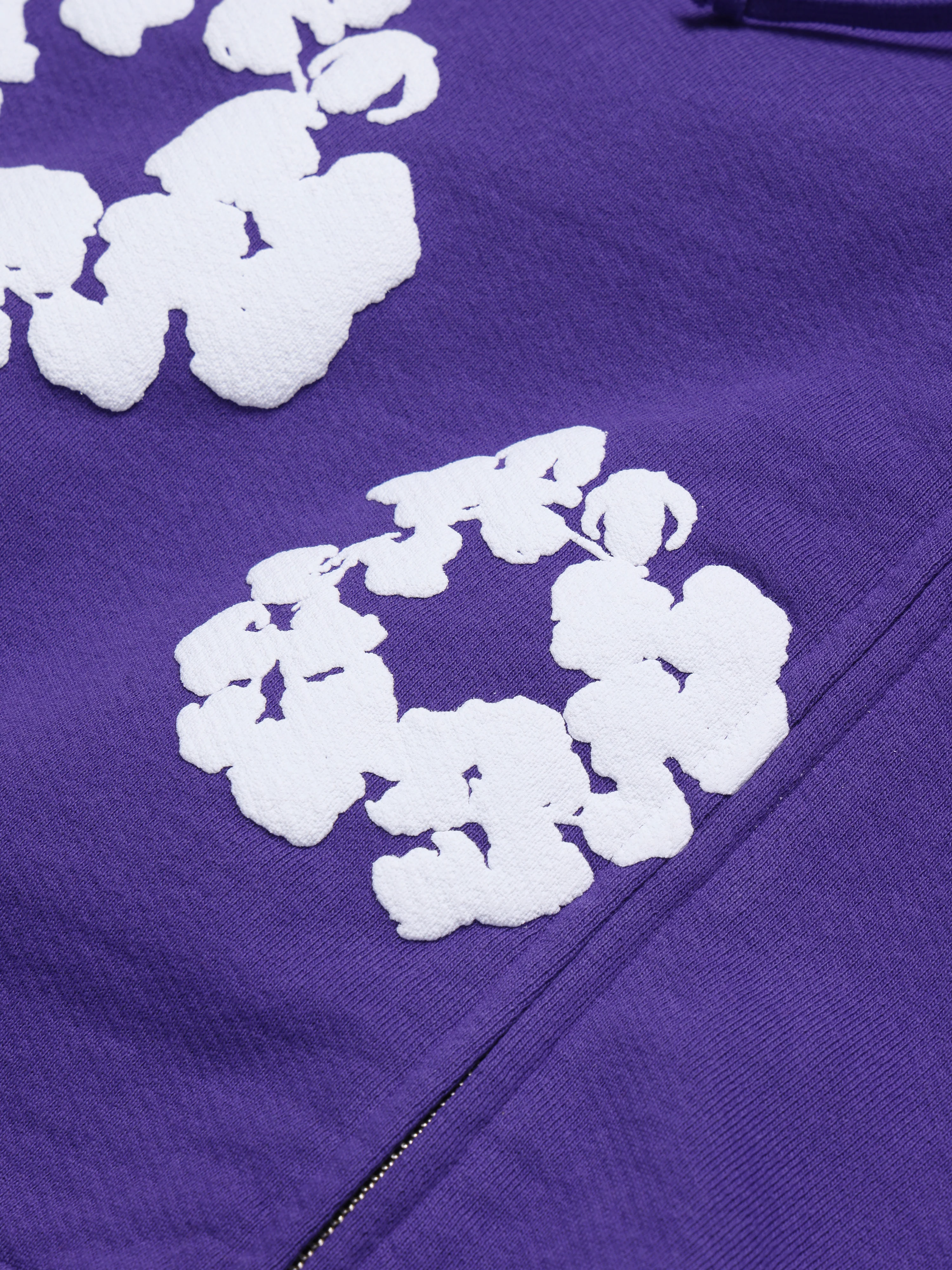 Cotton Wreath Zip Hoodie Purple - Image 3