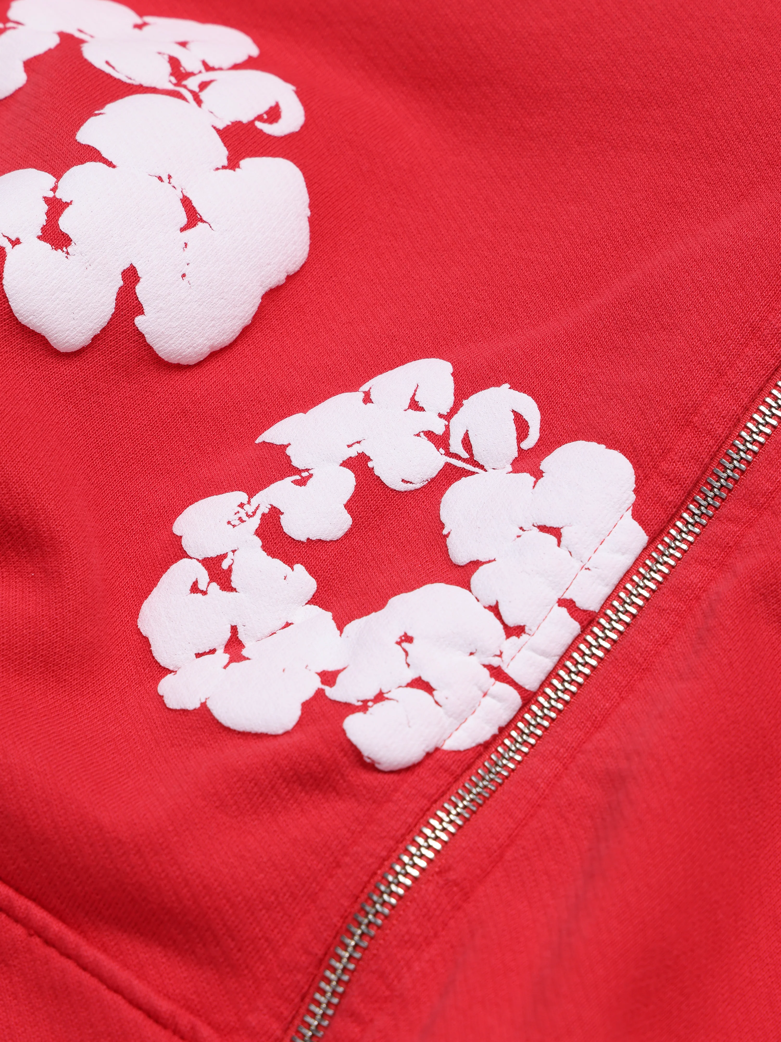 Cotton Wreath Zip Hoodie Red - Image 3
