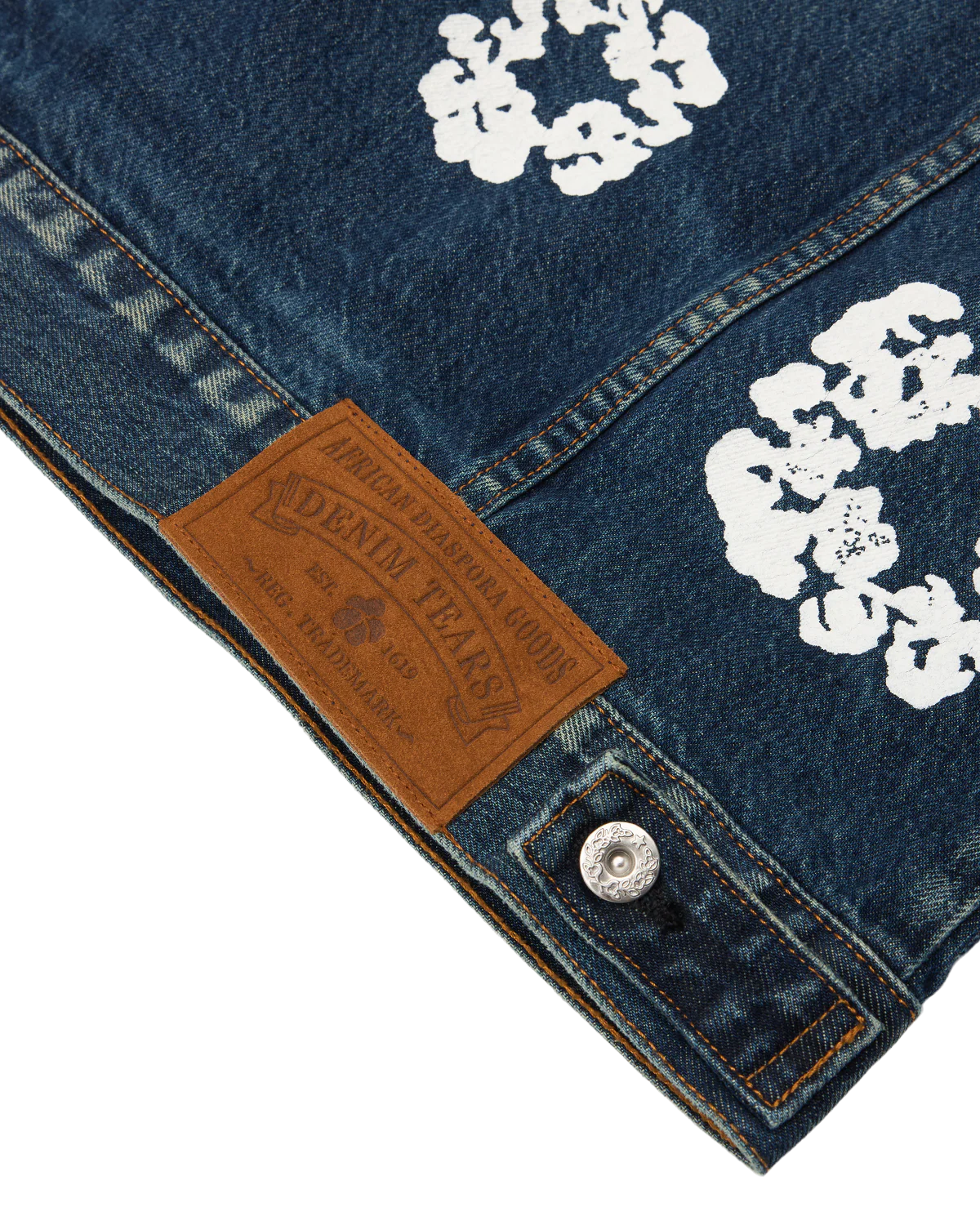Cotton Wreath Denim Jacket Dark Wash - Image 3