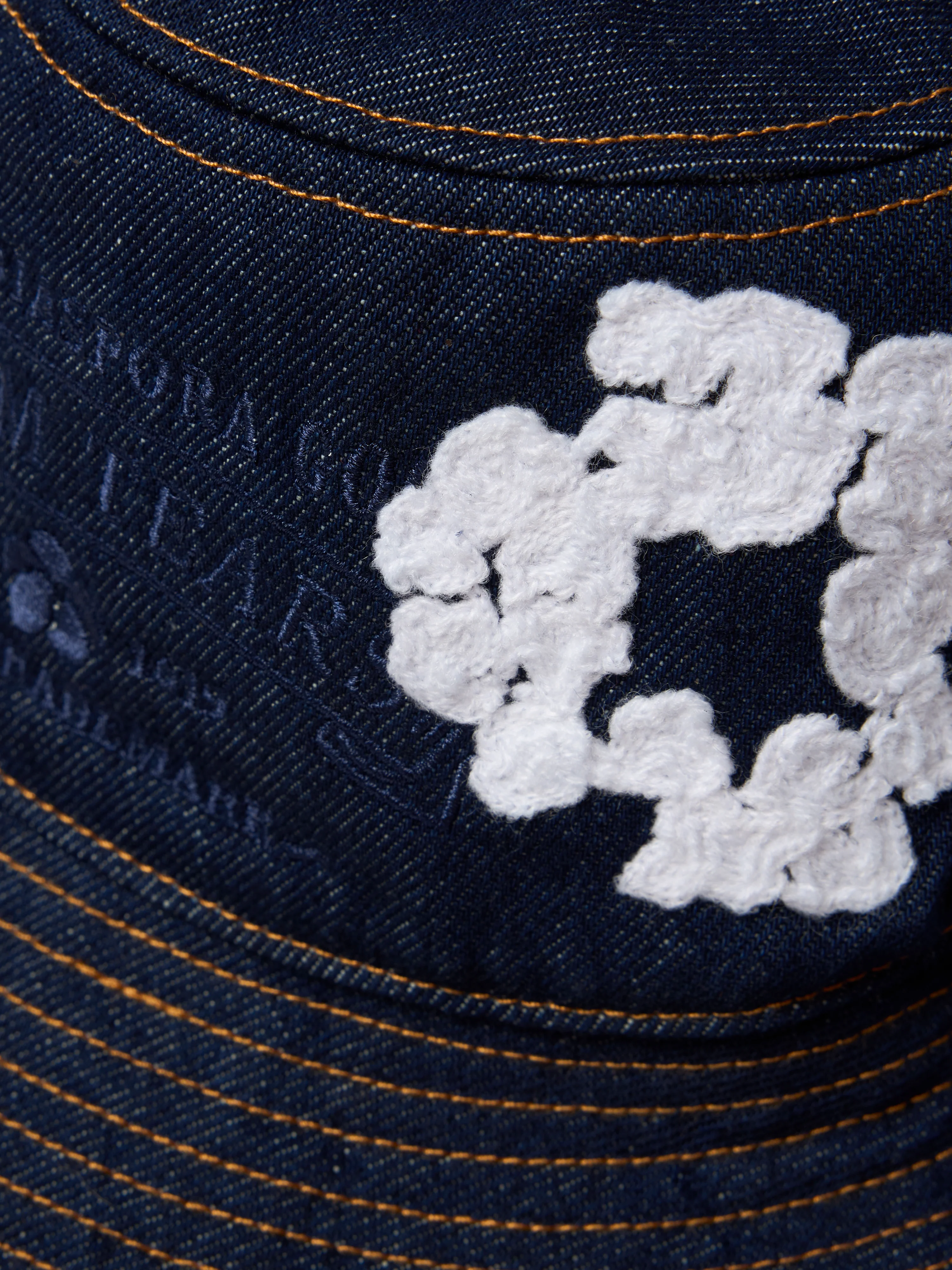Denim Cotton Wreath Bucket Hat Washed Indigo - Image 3
