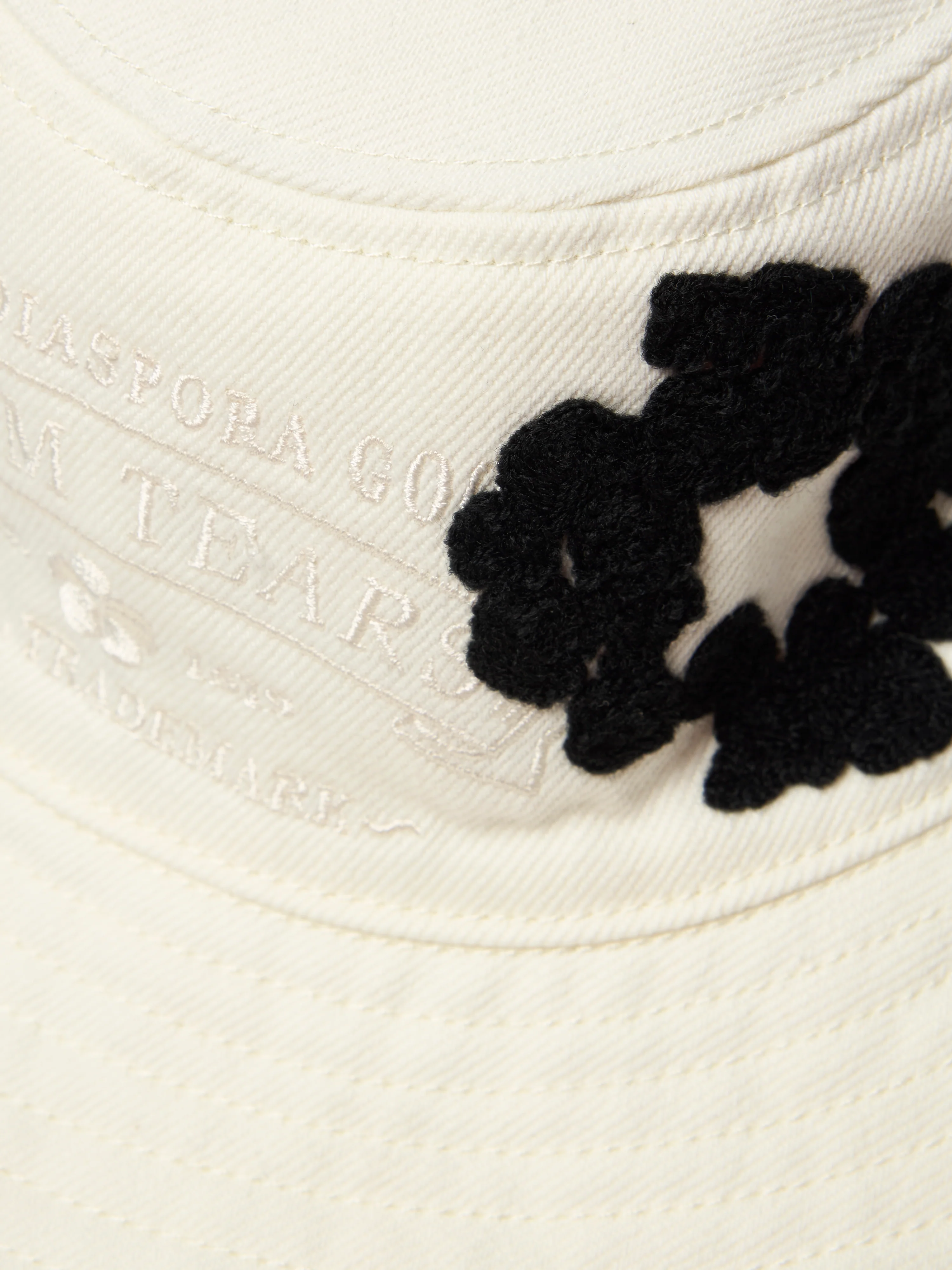 Denim Cotton Wreath Bucket Hat White - Image 3