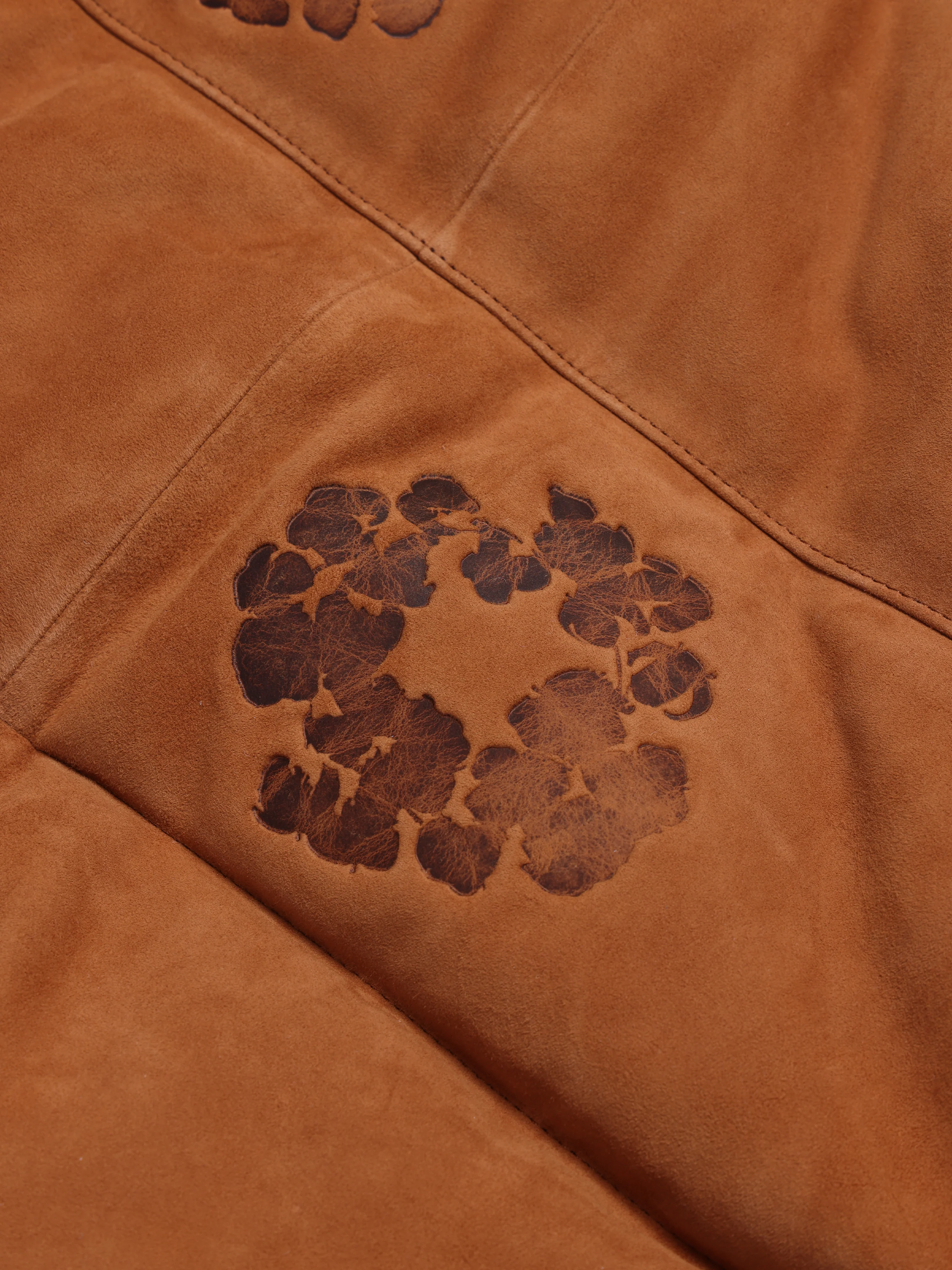 Embossed Leather Wreath Puffer Brown - Image 3
