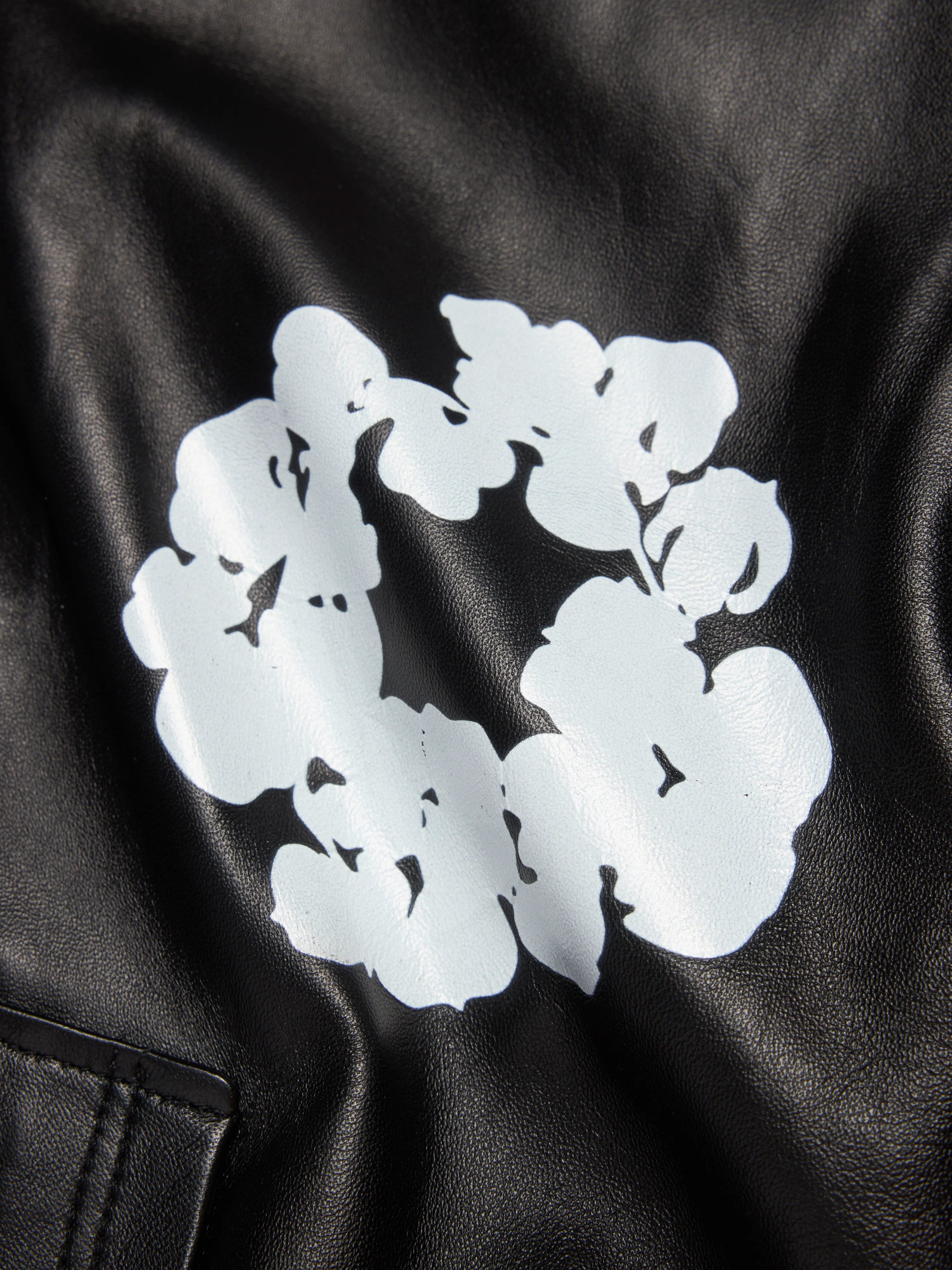 Leather Cotton Wreath Jacket Black - Image 3