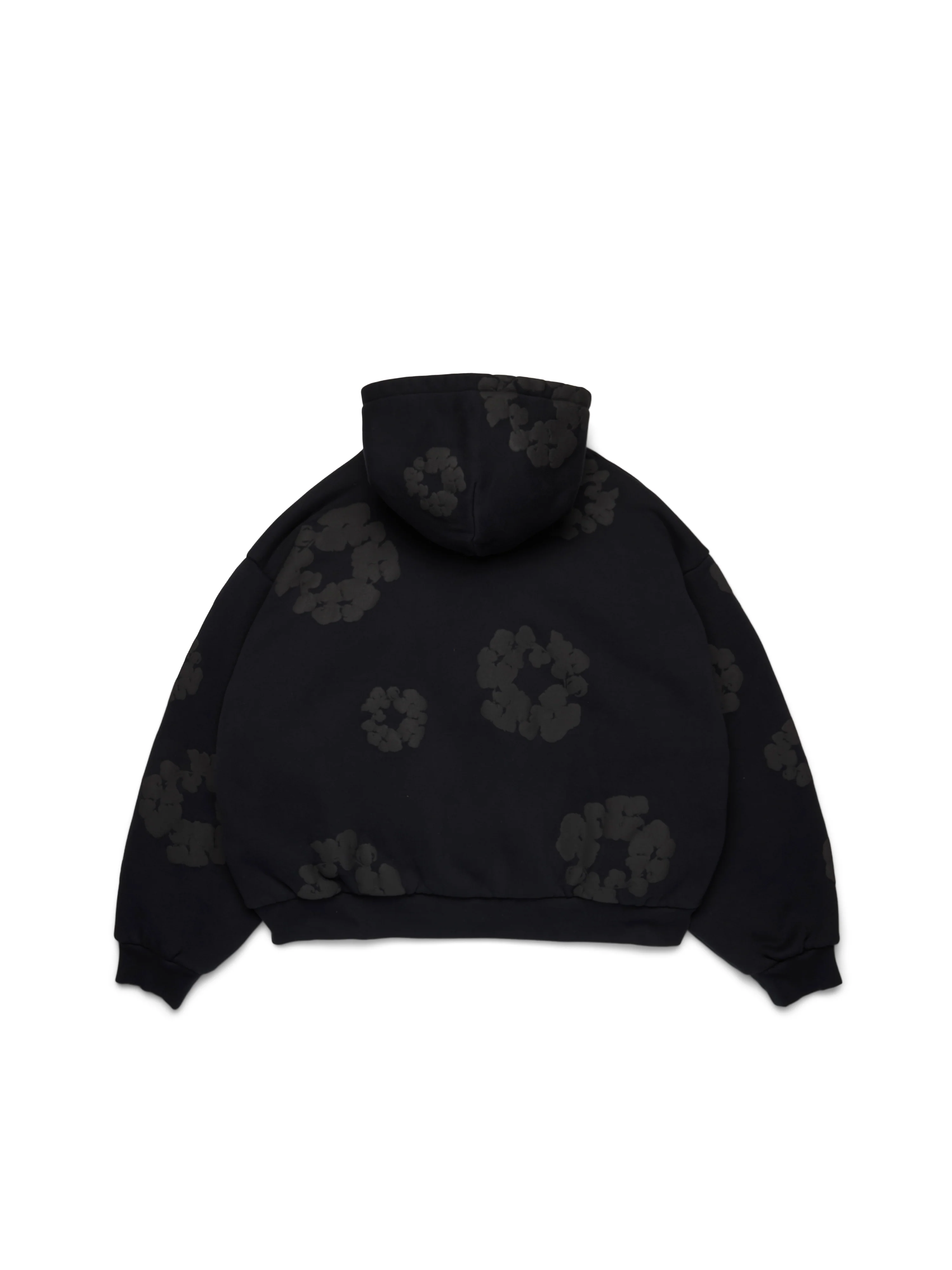 Cotton Wreath Cardigan Hoodie Black - Image 2