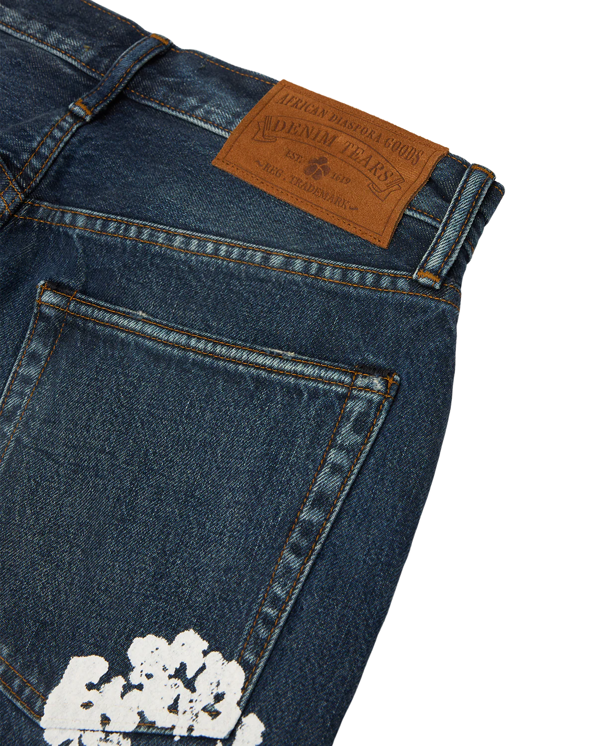 Straight Cotton Wreath Denim Pant Dark Wash - Image 3
